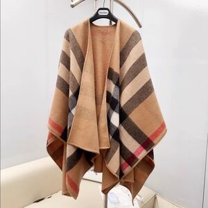 Burberry Tan and Brown Plaid Cape